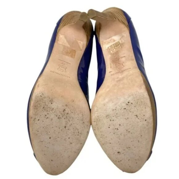 Karen Millen Electric Blue Patent Calf Leather Peep Toe Pumps - Size 8.5 - Picture 5 of 7